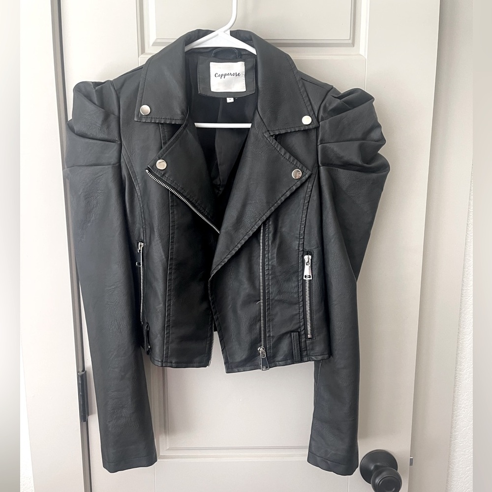 Capulet Black Leather Moto Jacket with Asymmetrical Zipper